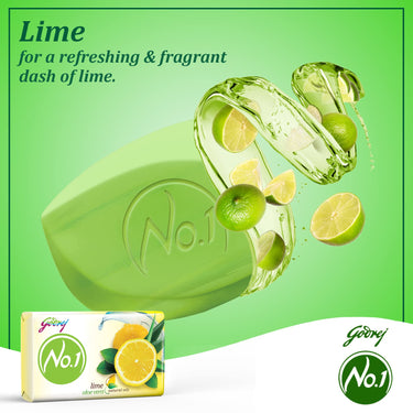 Godrej No. 1 Bathing Soap Lime & Aloe Vera – Grade 1 Soap & Long-lasting Fragrance, Combo Pack of 8 (150g each)